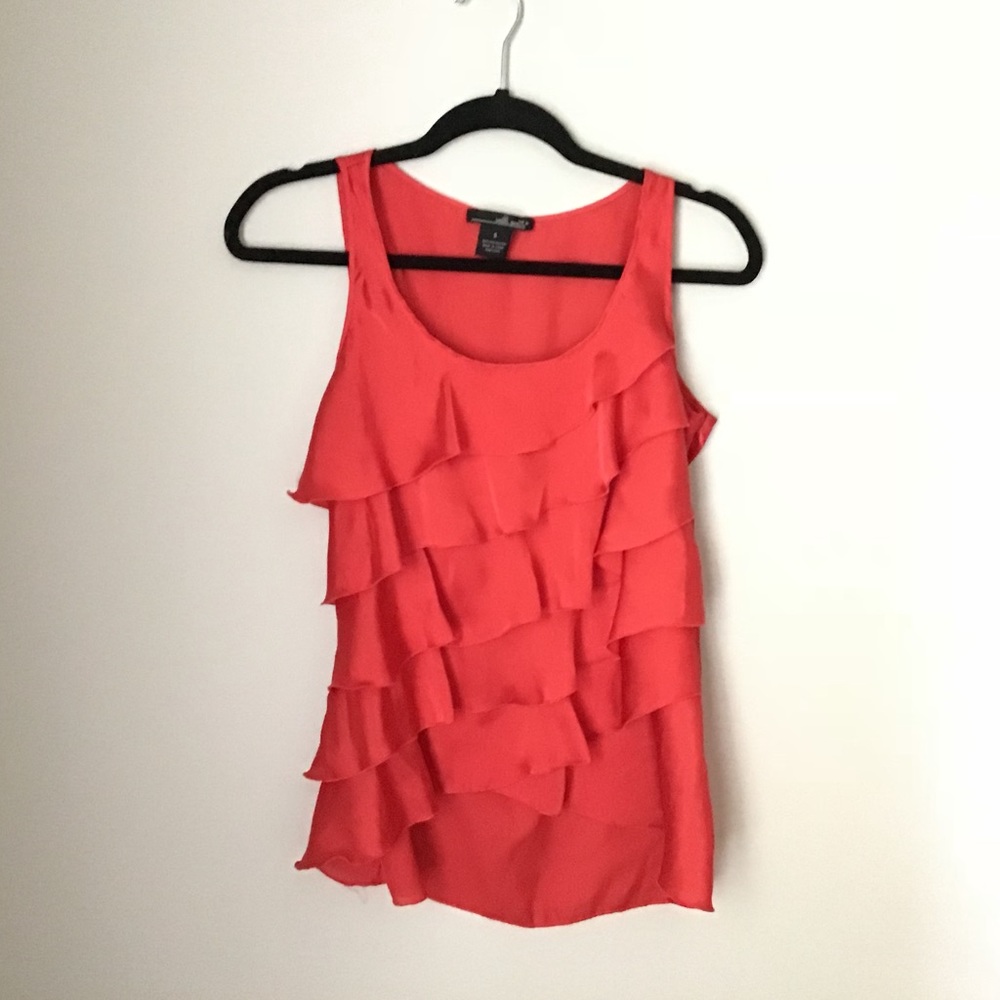 Ruffled Red Dressy Tank Top